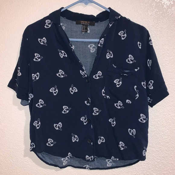 Navy blue old fashioned telephone crop top size M - Picture 4 of 7